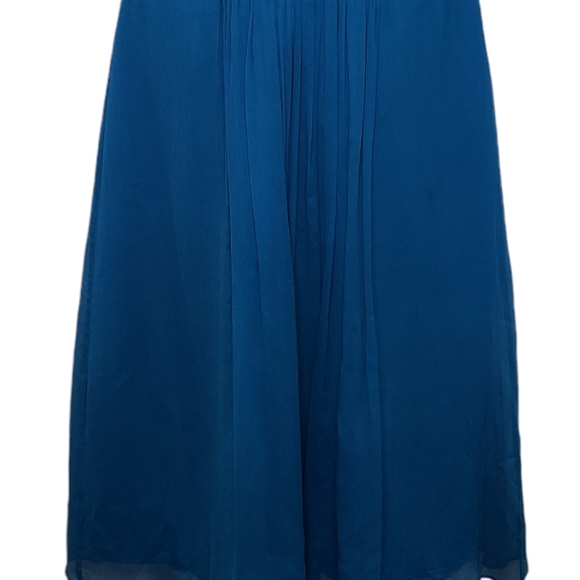 J Crew Silk Dress Lined V Neck Back Sleeveless Teal Blue Size 12 Petite - Picture 4 of 15